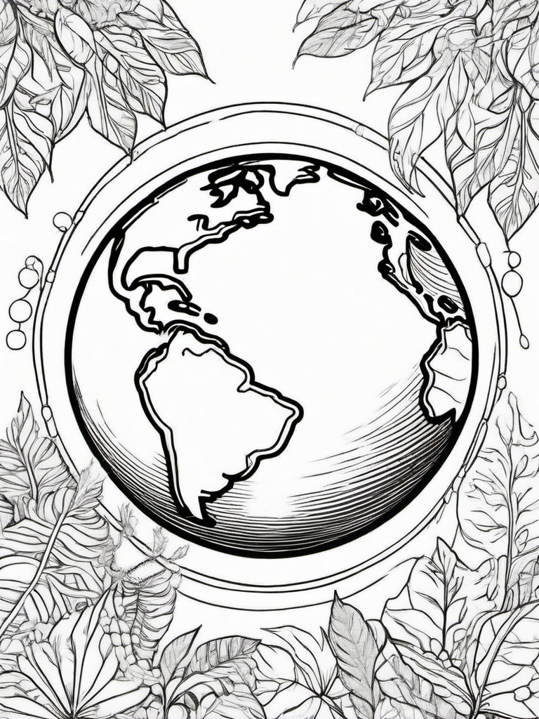 Earth Coloring Pages - Earth as a giant fruit with nature elements  simple coloring pages