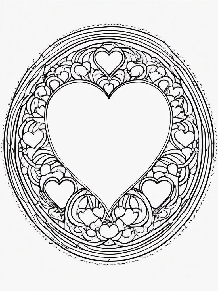 Hearts in a Circle Coloring Pages - Hearts Arranged in Circular Patterns  minimal black outline printable sheet, coloring page