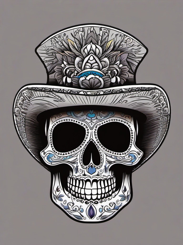 mariachi skull tattoo  simple vector color tattoo