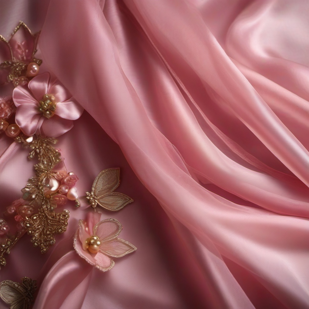 Silk tulle with a fairy tale charm top view, product photoshoot realistic background, hyper detail, high resolution