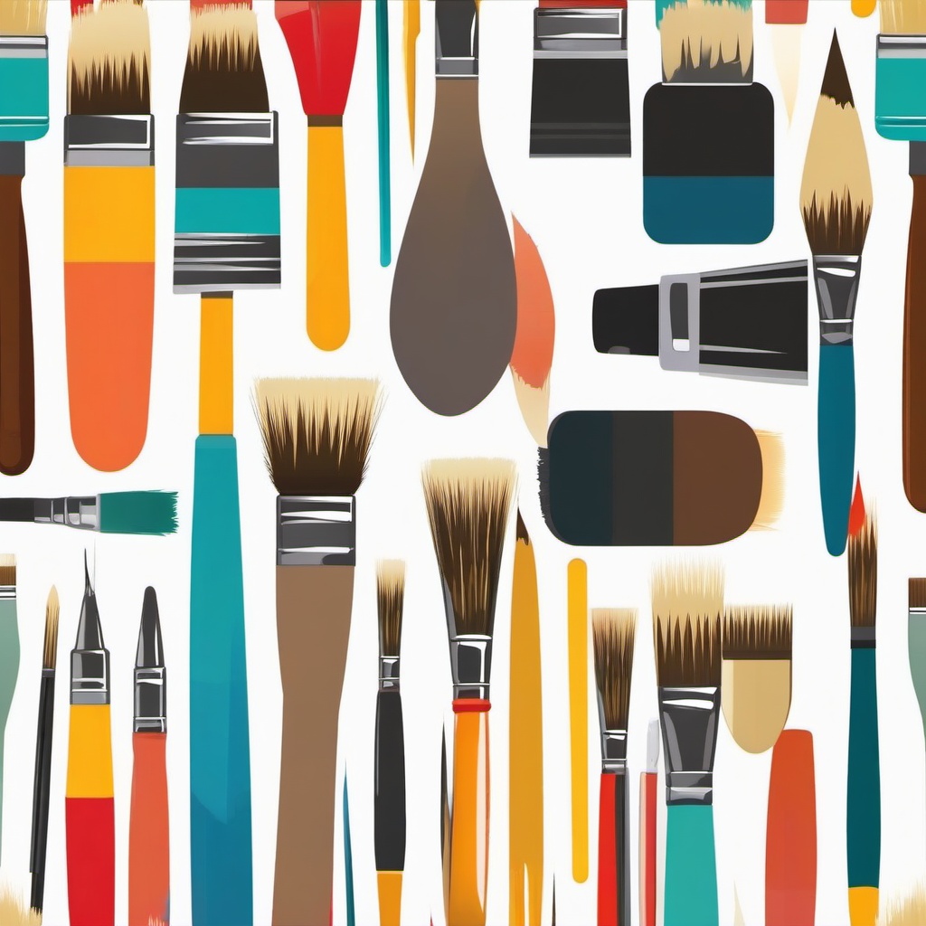 Paint Brush clipart - set of paintbrushes of different sizes and shapes  color,minimalist,vector clipart