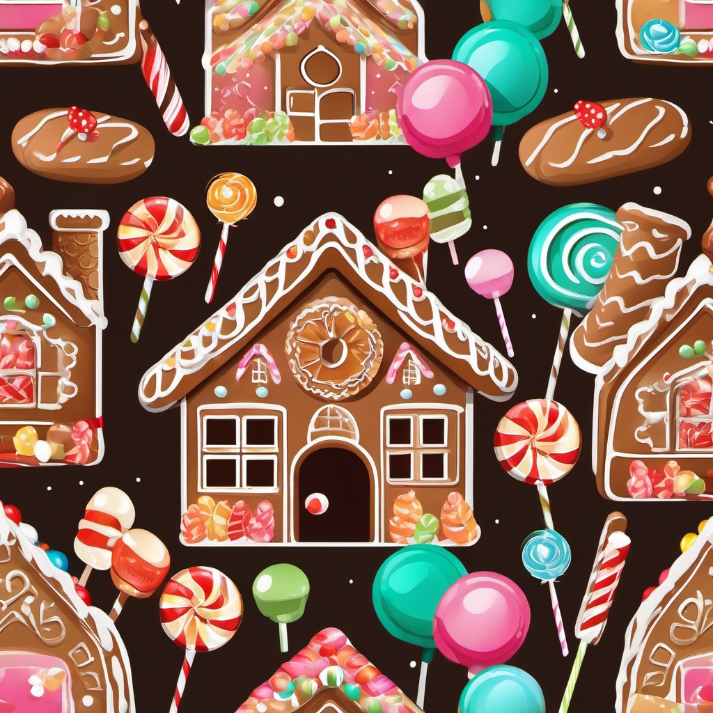 Gingerbread House clipart - gingerbread house with candy decorations  color,minimalist,vector clipart