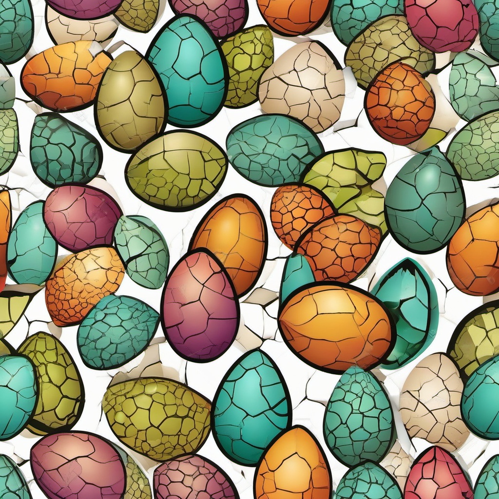 Cracked Dinosaur Egg Clipart,Whimsical illustrations of cracked dinosaur eggs  vector clipart