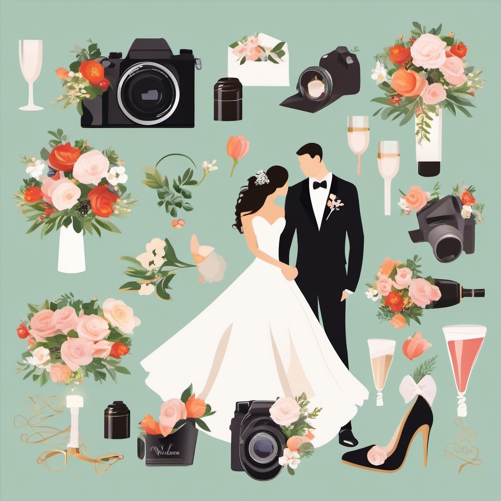 Wedding Photography clipart - Capturing wedding memories, ,vector color clipart,minimal