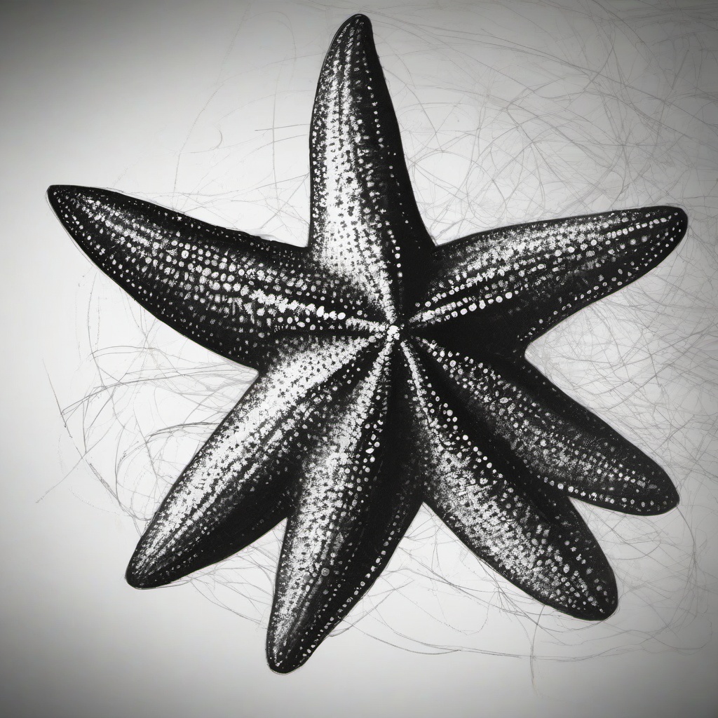 sketch of starfish  minimal rough sketch scribbles,doodles,black and white