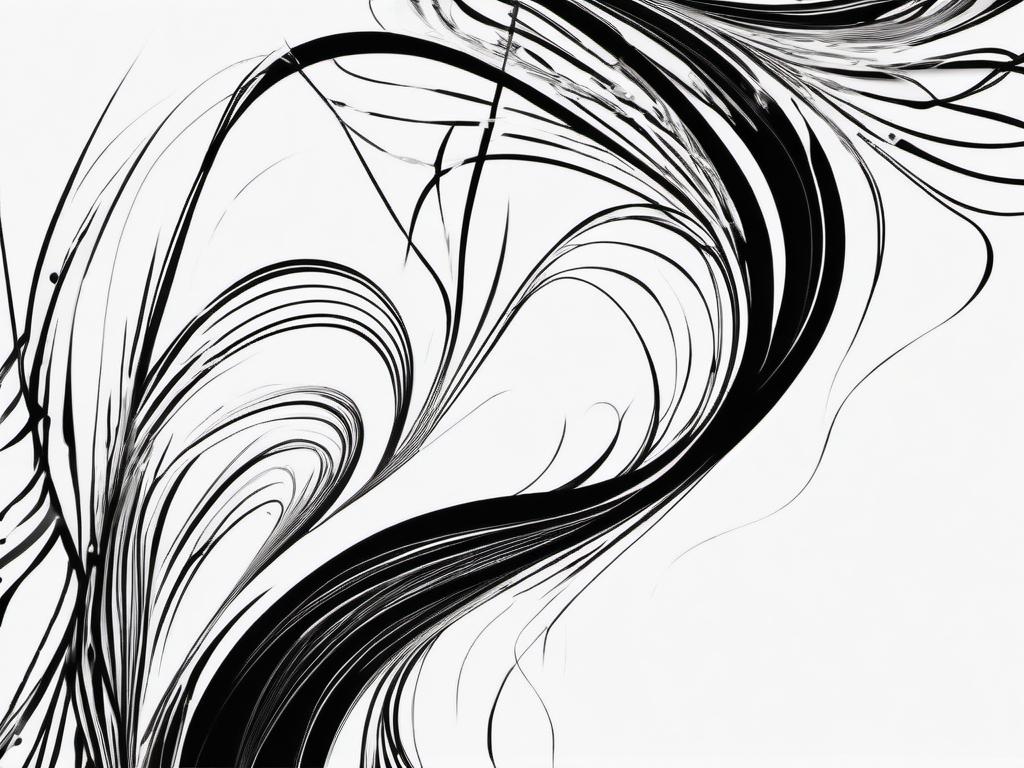 Abstract basketball swirls ink. Whimsical ball movement.  black white tattoo style, minimalist design,white background