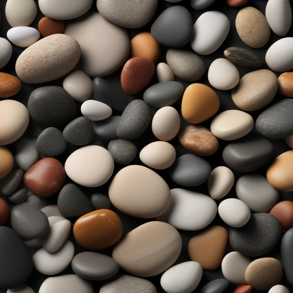 Pebbles in various sizes and shades with a natural, textured feel top view, product photoshoot realistic background, hyper detail, high resolution