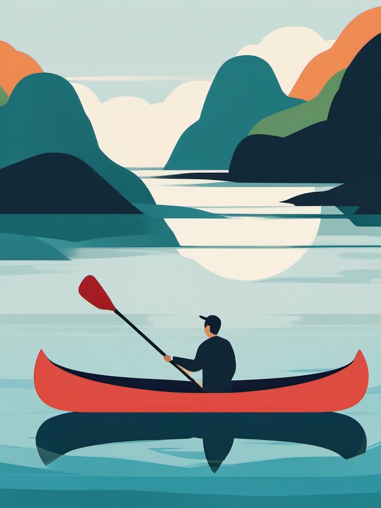 Canoe Paddle Clipart - A canoe paddle propelling through calm waters.  color vector clipart, minimal style