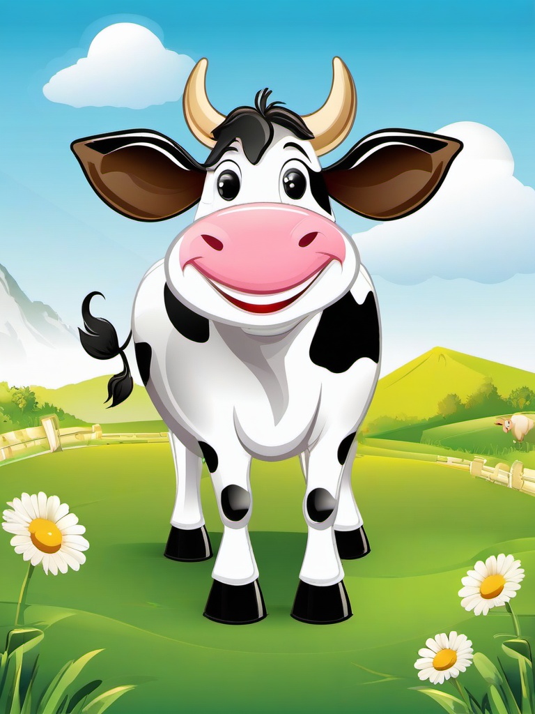 Cow clipart - cartoon cow with a big smile  