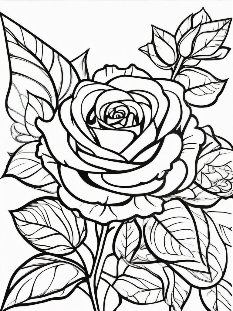 Rose Coloring Pages - Rose on a greeting card with a lovely message  simple coloring pages