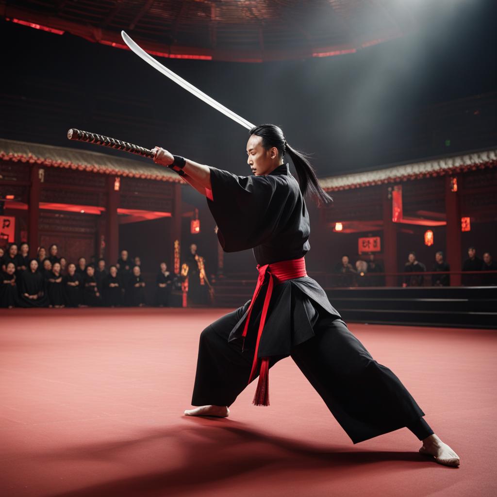 mo dao zu shi's martial arts prowess shines in a martial arts tournament arena. 