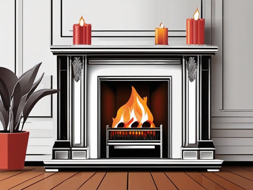 Fireplace Warmth clipart - Roaring fireplace warming a room, ,vector color clipart,minimal