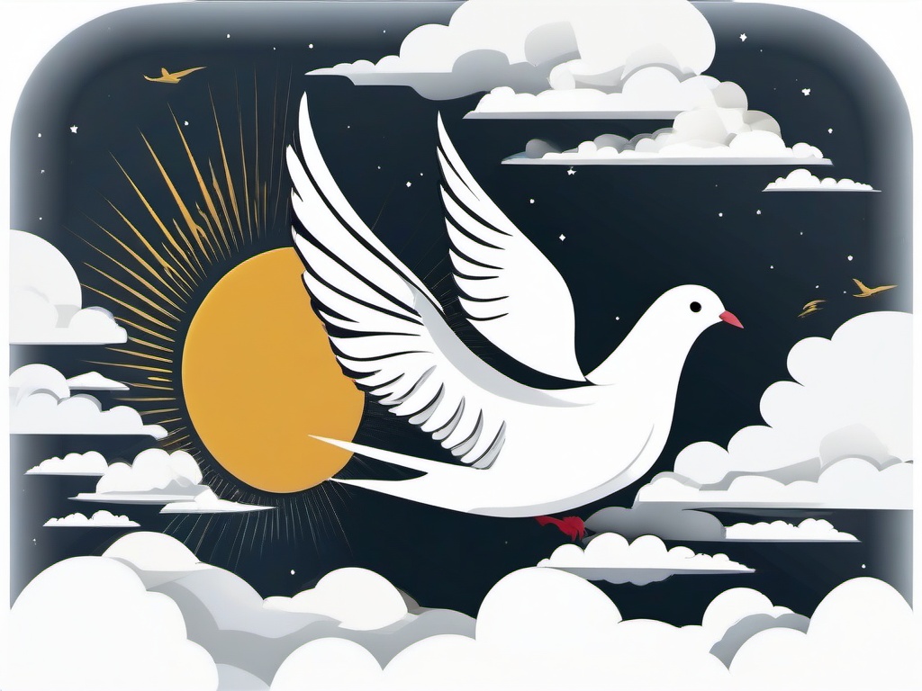 Peace dove soaring in the sky clipart.  vector style illustration, white background