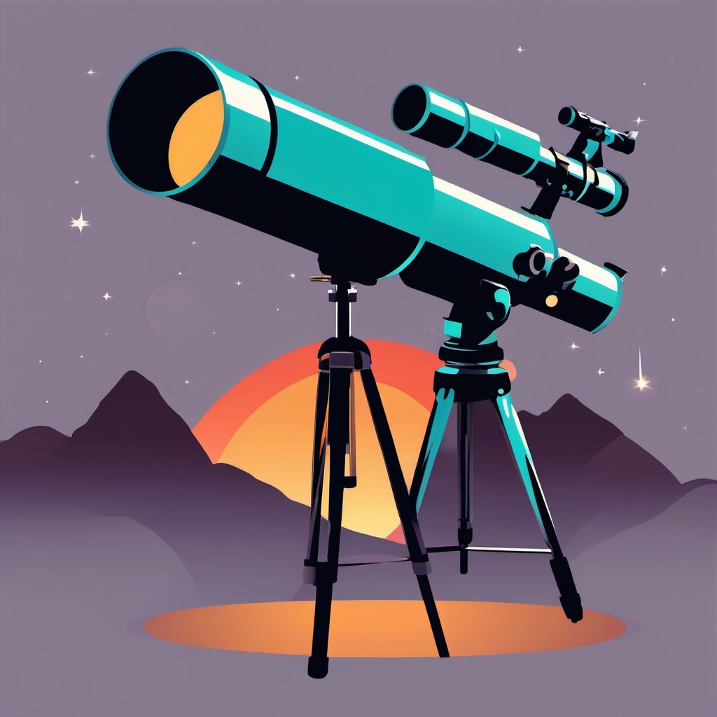 Telescope clipart - Optical instrument for observing distant objects in space, ,vector color clipart,minimal