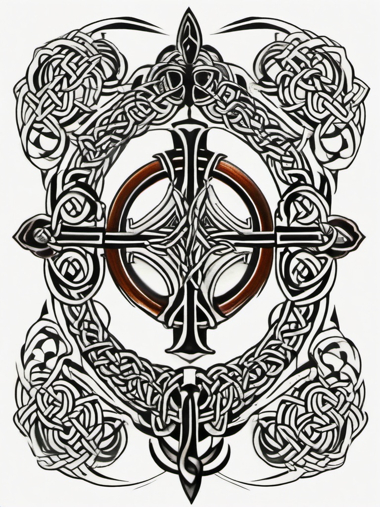 irish tattoos celtic  simple color tattoo,minimal,white background