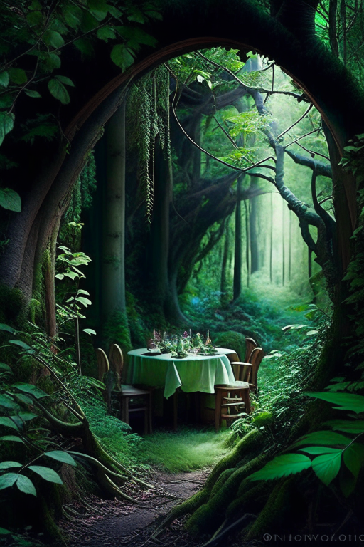 forest nymph's dining room nestled in the heart of an ancient woodland. 