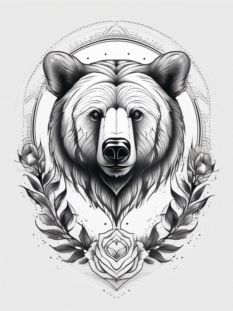 Bear Tattoo - Represents strength, protection, and courage  minimal tattoo design,white background