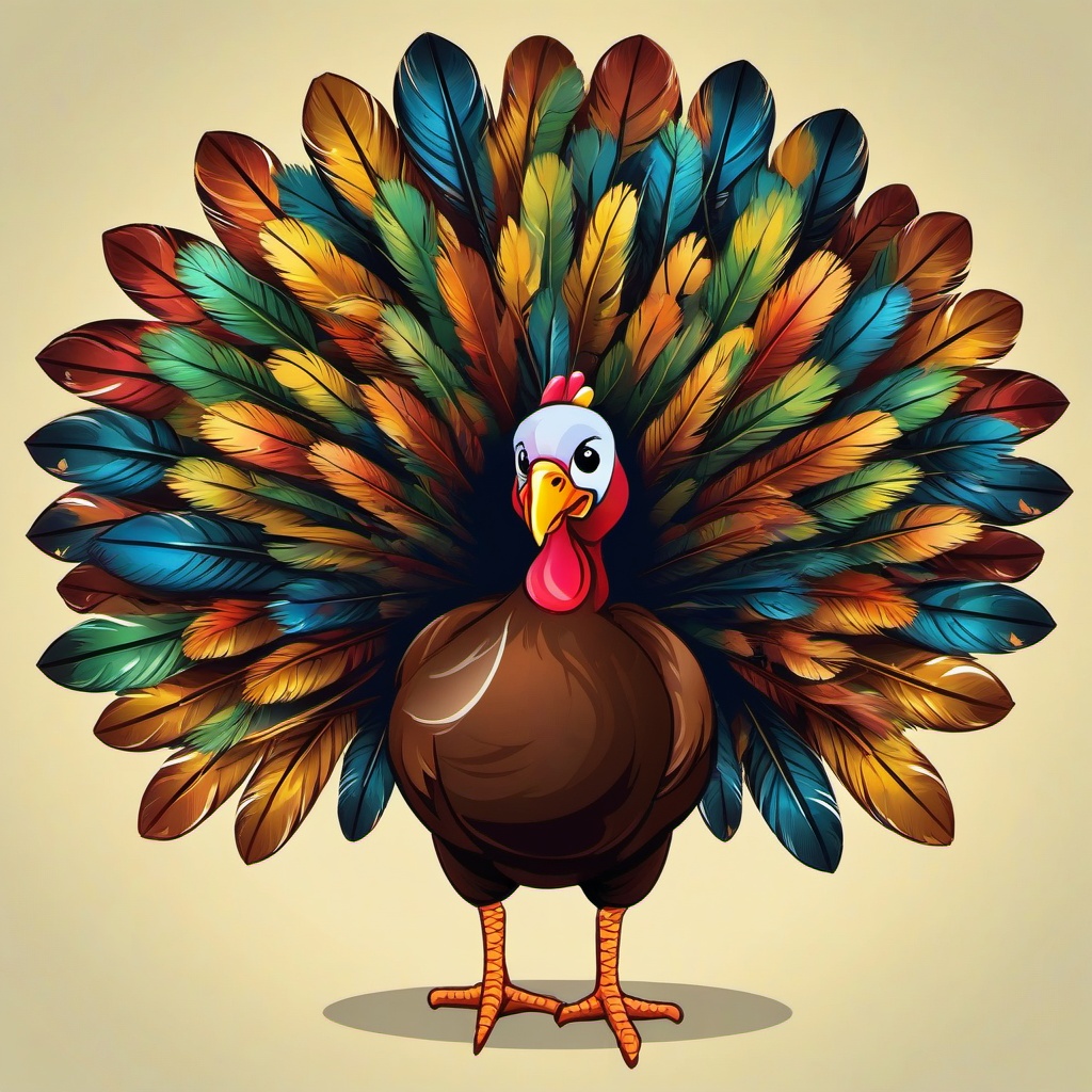 Turkey clipart - turkey with colorful feathers  