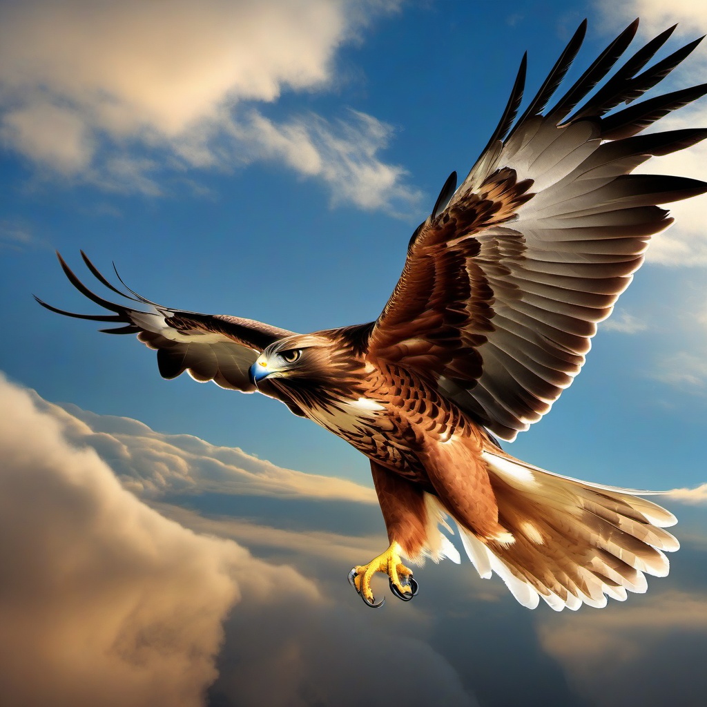 Hawk Clipart Soaring in the Sky,Regal hawk soaring high in the vast sky, a representation of vision and leadership. 