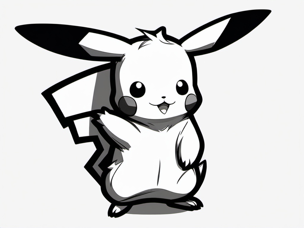 drawing of a cute Pikachu  minimal rough sketch scribbles,doodles,black and white