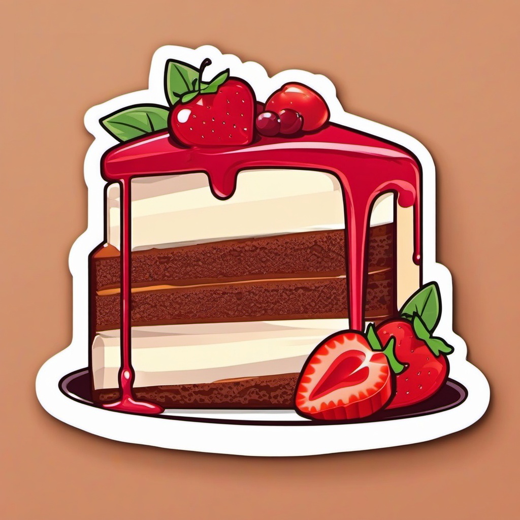 Cake Sticker - Delicious slice of cake, ,vector color sticker art,minimal