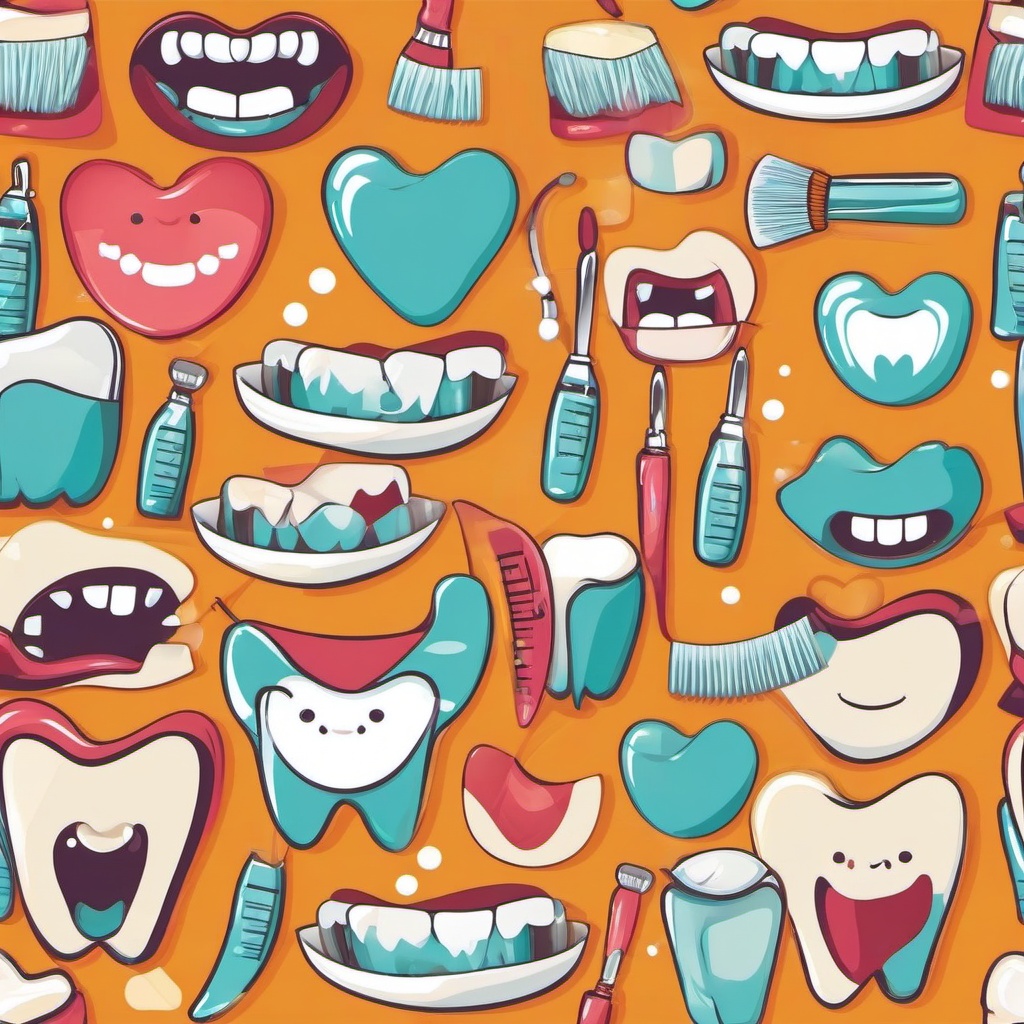 Teeth clipart - teeth with cavity and dental check-up  