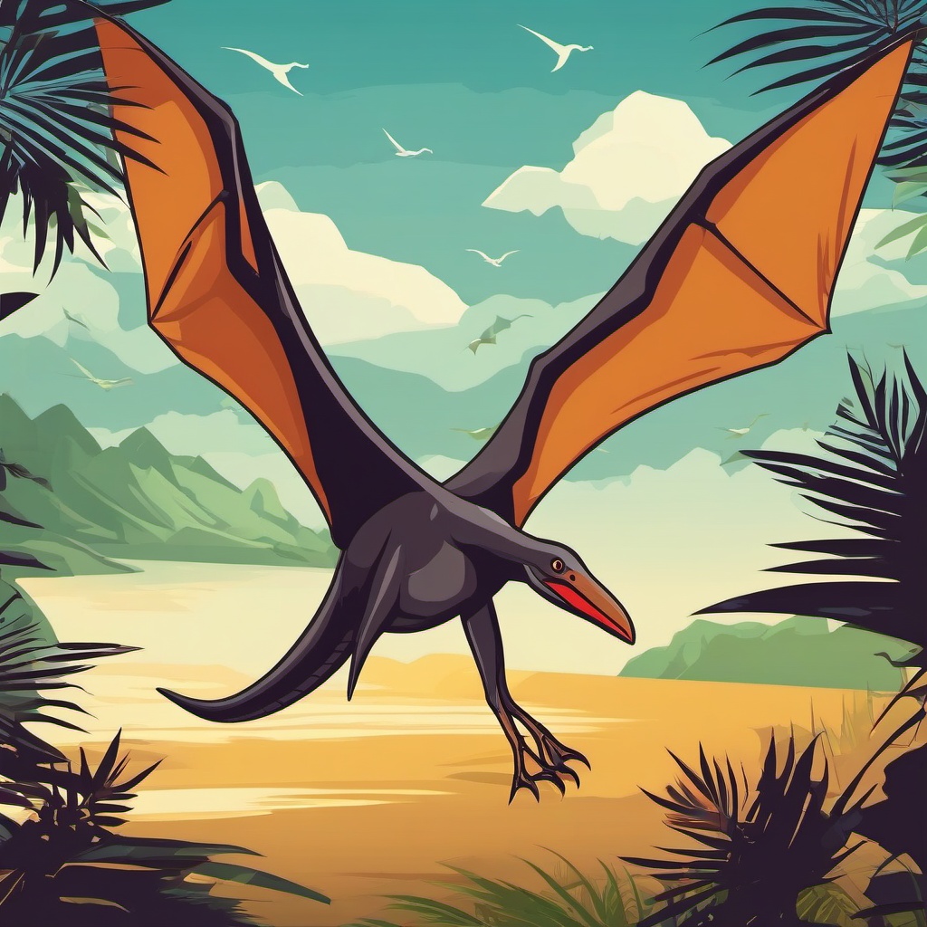 Pterodactyl clipart - Extinct flying reptile from the dinosaur era, ,color clipart vector style