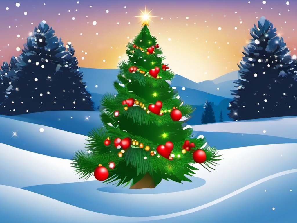 Xmas Tree clipart - xmas tree in a snowy setting  