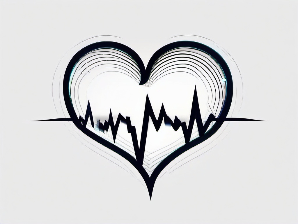 A Letter Heartbeat Tattoo - Personalize your tattoo by incorporating a specific letter into the rhythmic pattern of a heartbeat.  simple vector color tattoo,minimal,white background