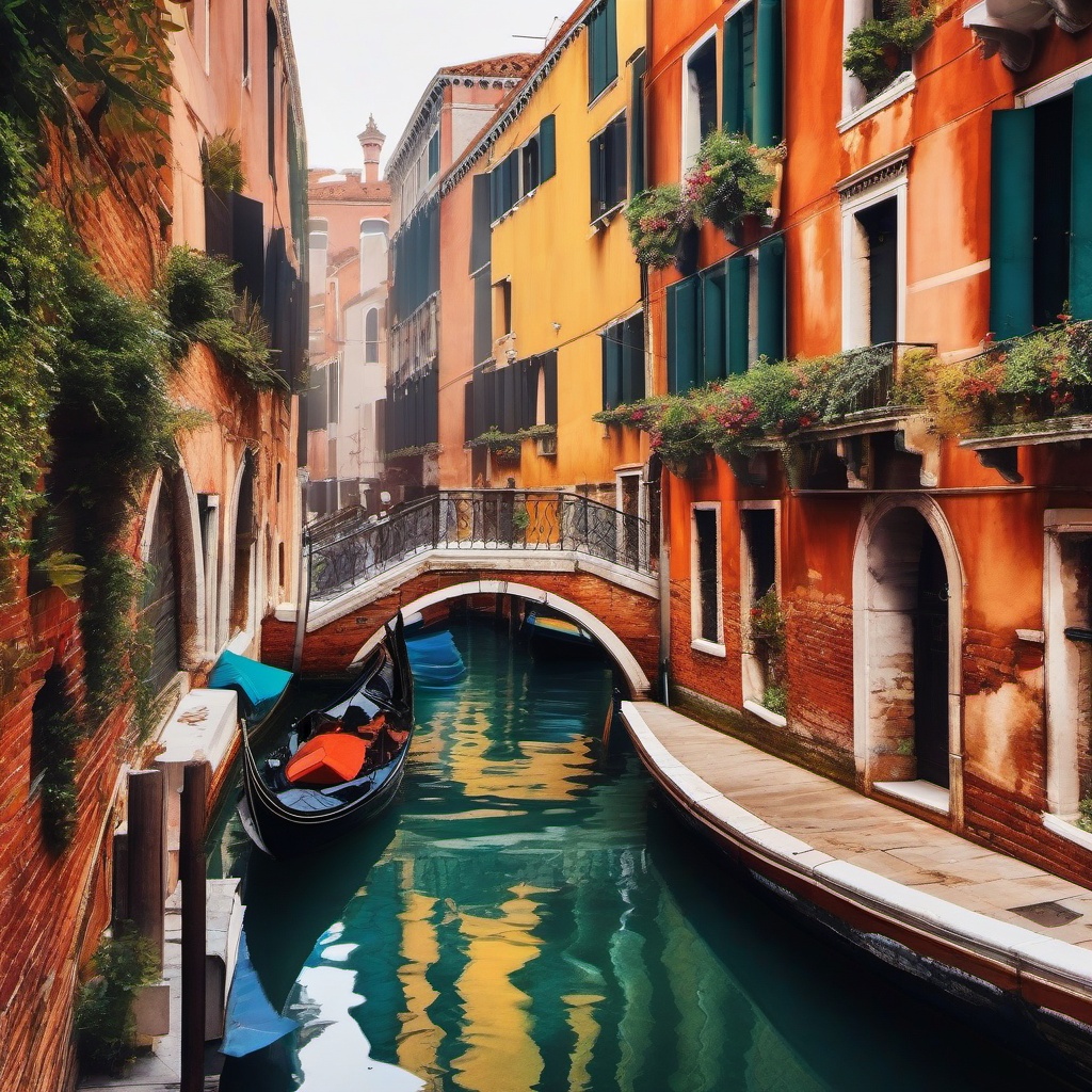 Aesthetic Wallpaper - Watercolor Art of Venice's Canals wallpaper splash art, vibrant colors, intricate patterns