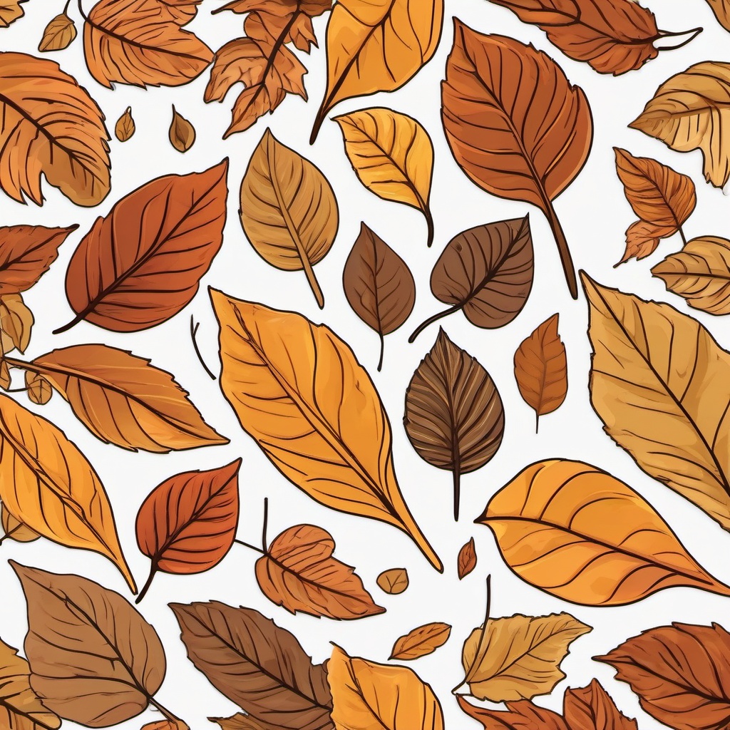 Windblown autumn leaves sticker- Rustic and swirling, , sticker vector art, minimalist design