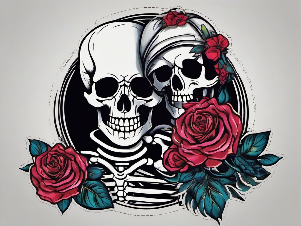 best friend skeleton tattoos  simple vector color tattoo