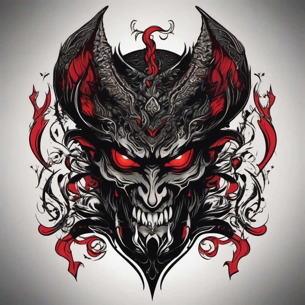 Inner Demon Tattoo-Bold and symbolic tattoo featuring the theme of inner demons, capturing personal struggles and triumphs.  simple color vector tattoo