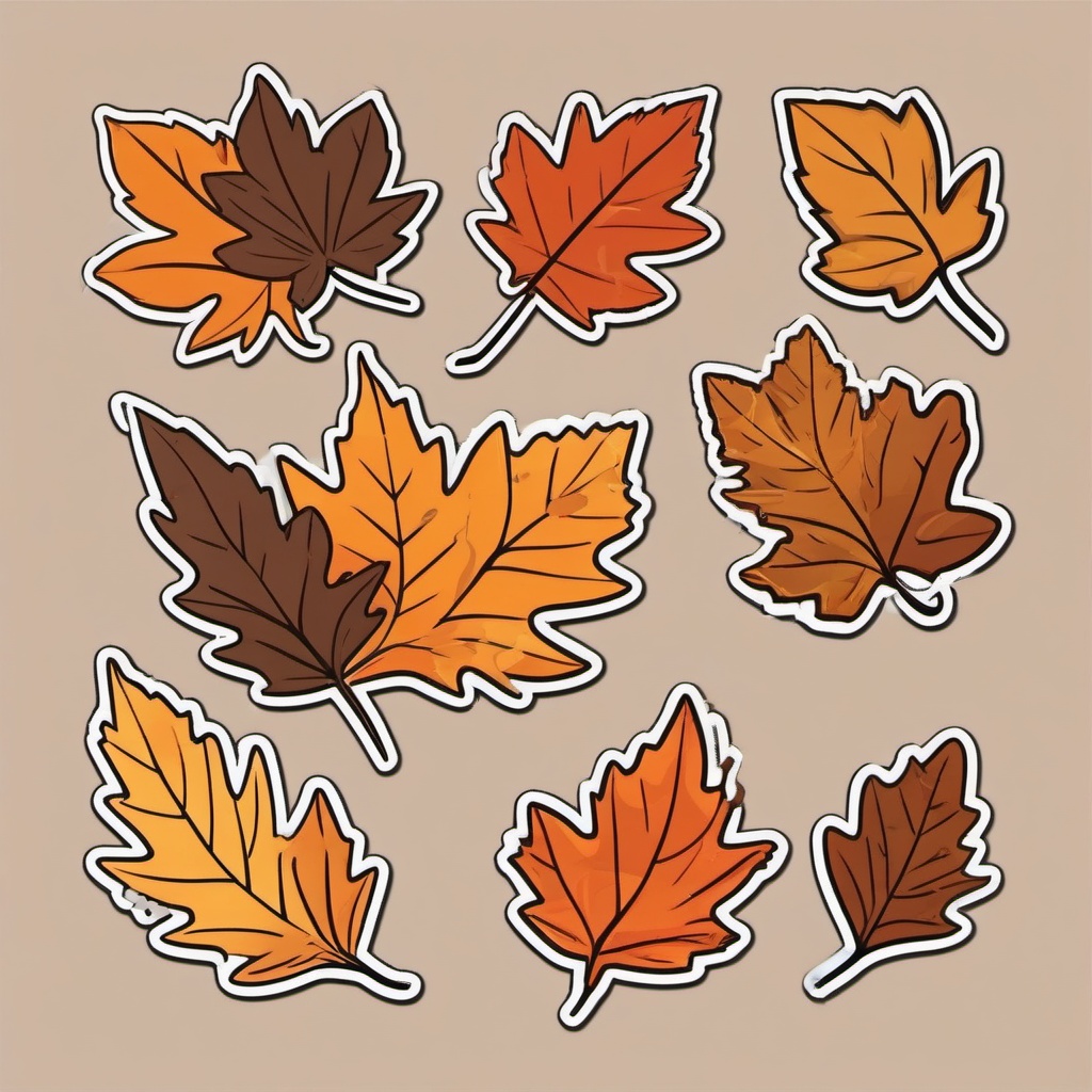 Windblown autumn leaves sticker- Rustic and swirling, , sticker vector art, minimalist design