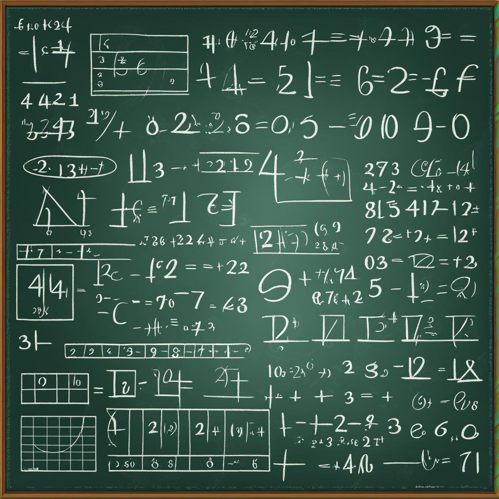 math clipart: challenging math equations on a chalkboard. 