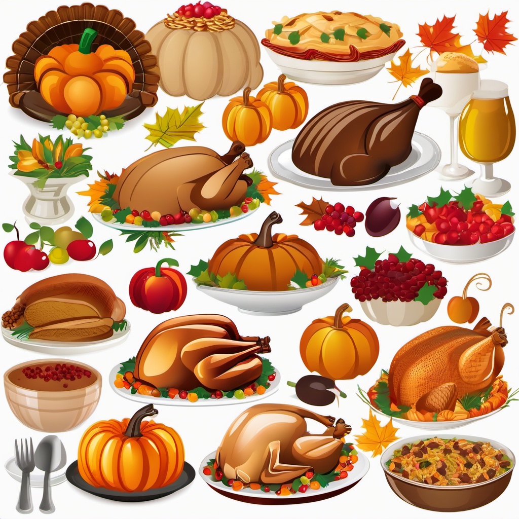 Thanksgiving Clipart, Bountiful Thanksgiving feasts. 