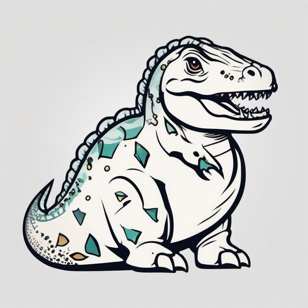 Lil Dino Tattoo - Keep it small and charming with a delightful lil dino-themed tattoo.  simple vector color tattoo,minimal,white background