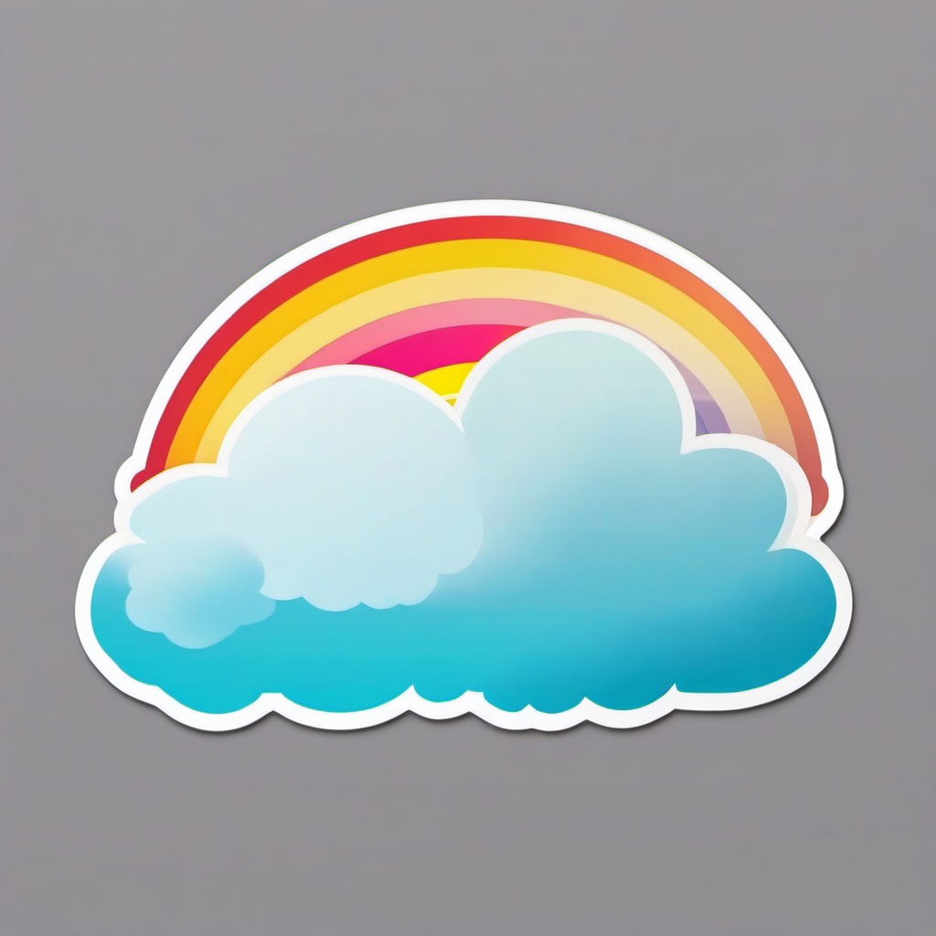 Cloud with rainbow sticker- Color spectrum, , sticker vector art, minimalist design