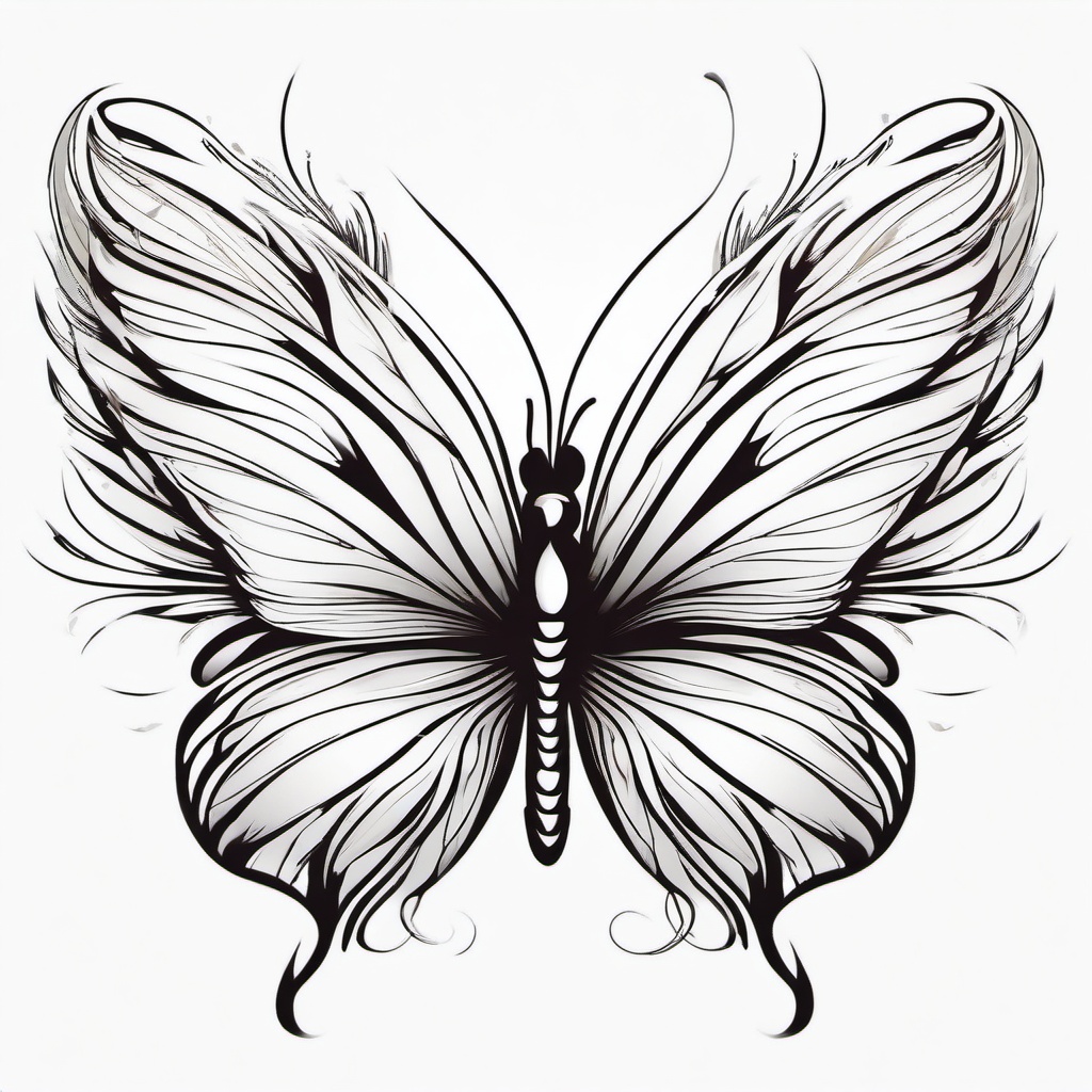 Butterfly Feather Tattoo - Fusion of a butterfly and feather design.  simple vector tattoo,minimalist,white background