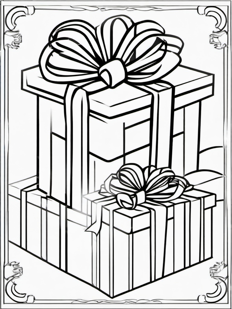 Birthday Gifts with Ribbons Coloring Pages - Presents Wrapped with Pretty Ribbons  minimal black outline printable sheet, coloring page