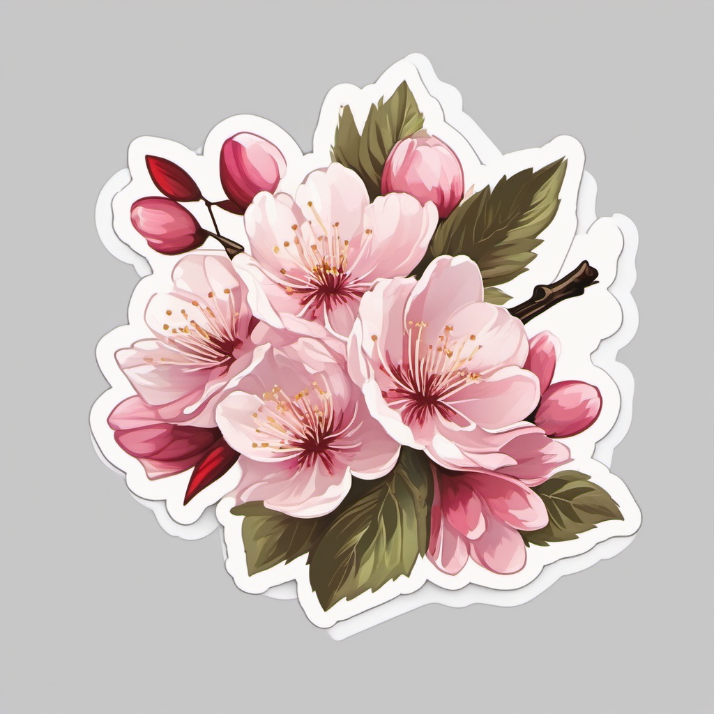 Cherry Blossom Sticker - Celebrate the fleeting beauty of cherry blossoms with this delicate sticker, , sticker vector art, minimalist design