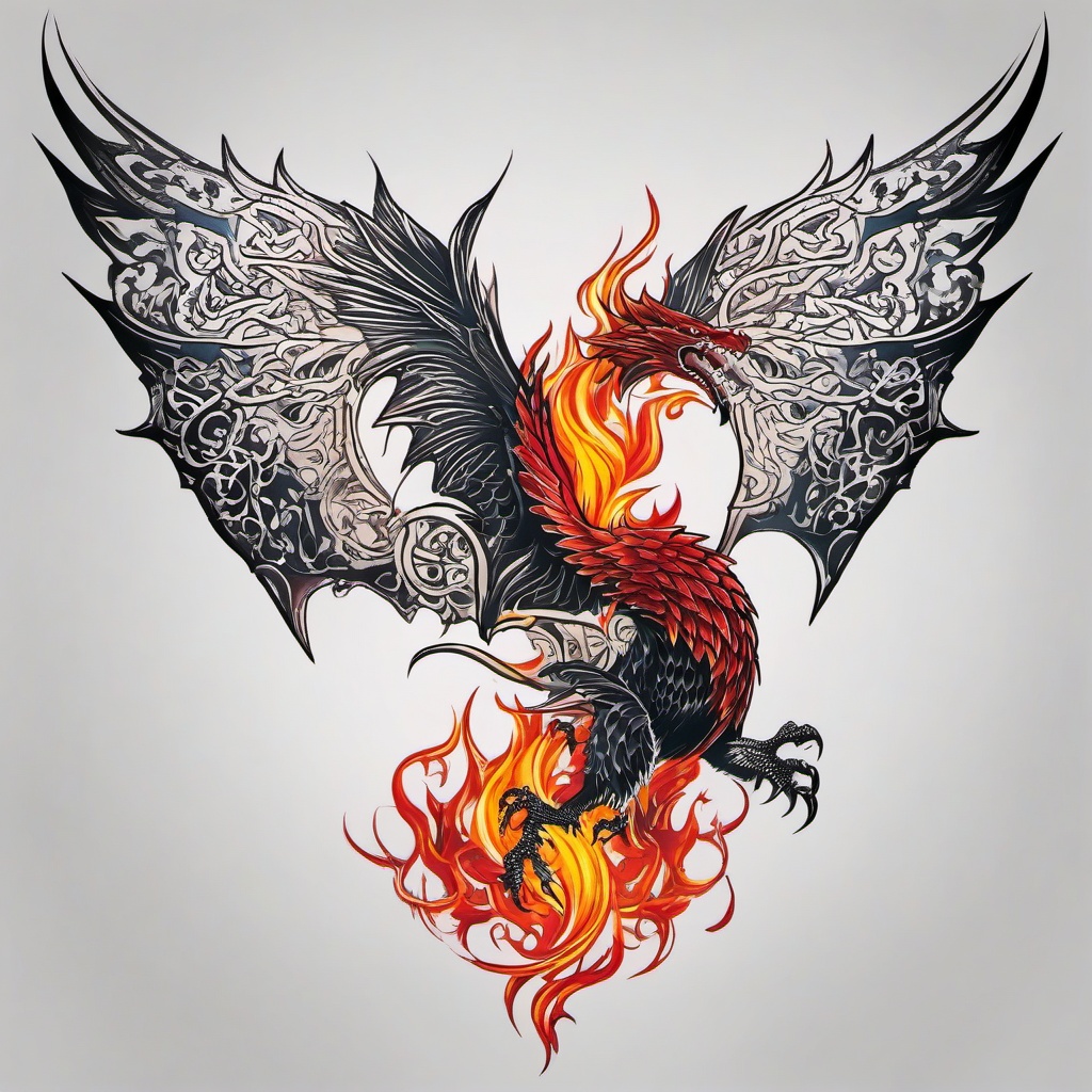 fire and blood tattoo  simple color tattoo,white background