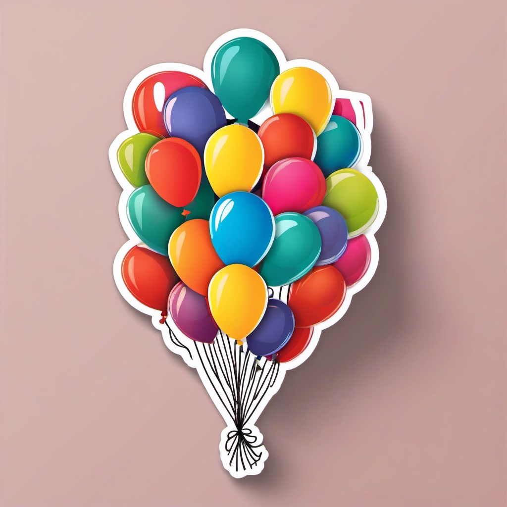 Balloon Sticker - Colorful party balloon, ,vector color sticker art,minimal