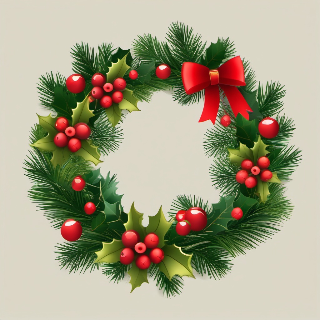 Christmas Wreath Clipart,Illustrating a door decoration with Christmas wreath clipart  simple, 2d flat