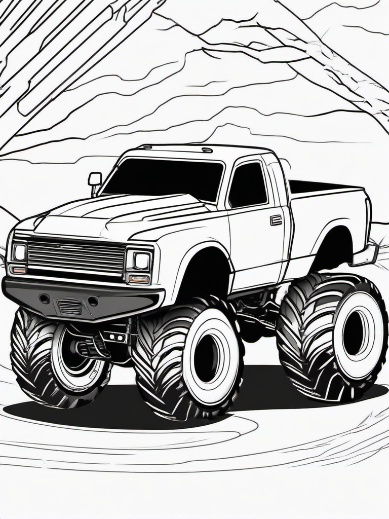 Monster Truck with Panther Design Coloring Pages - Stealthy Trucks with Panther Graphics  minimal black outline printable sheet, coloring page