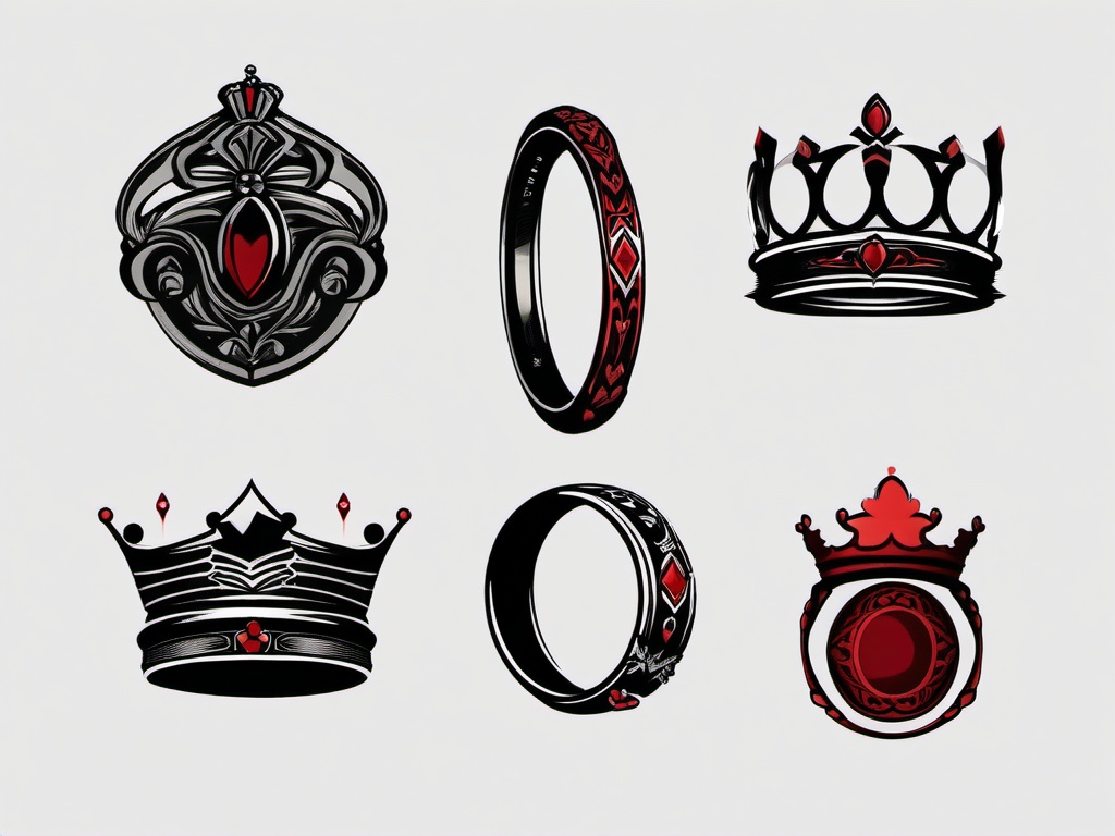 King Queen Ring Tattoo - A regal symbol of eternal love.  minimalist color tattoo, vector