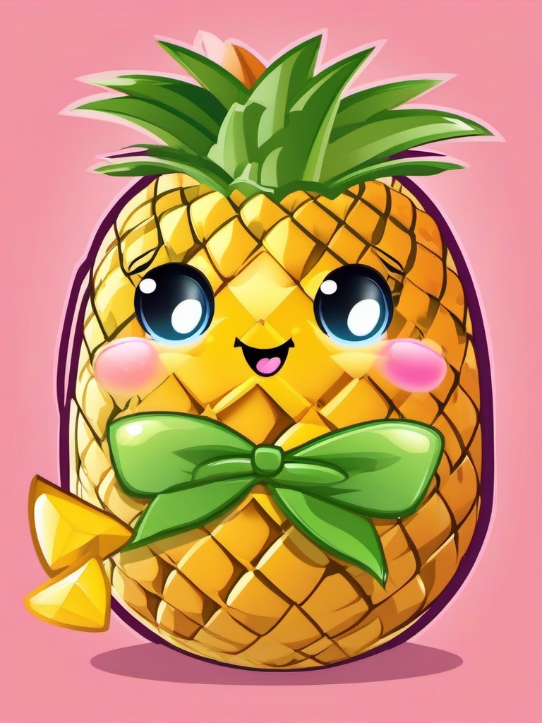 Pineapple clipart - cute cartoon pineapple character  clipart