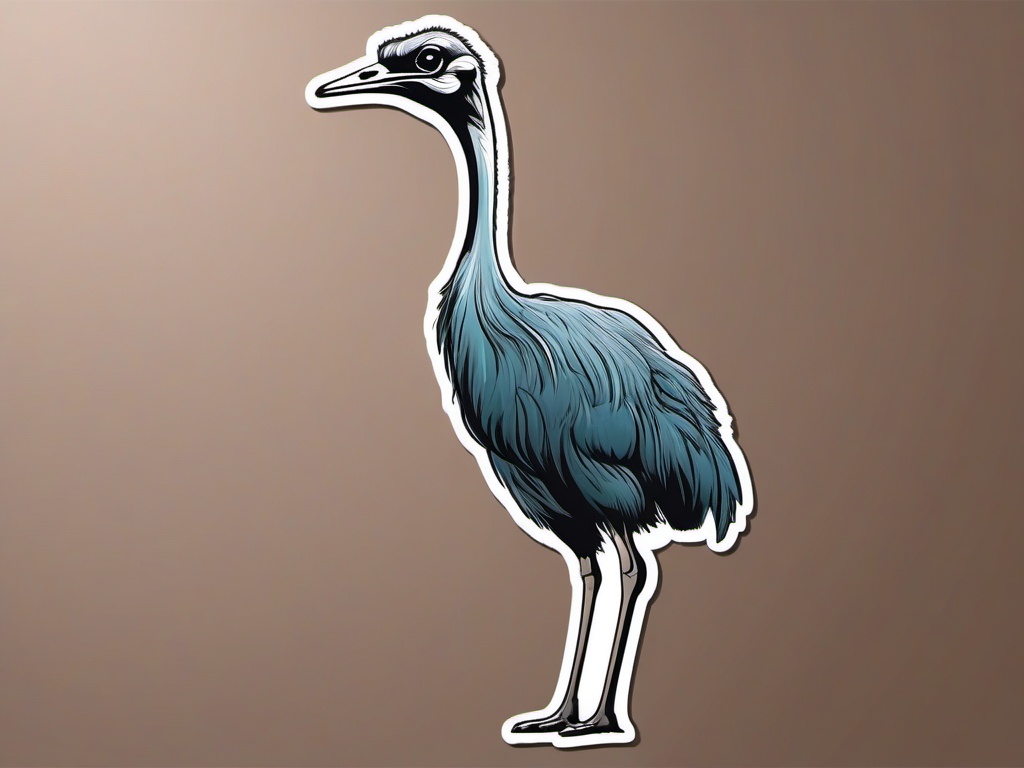 Ostrich Sticker - A tall ostrich with a long neck and powerful legs. ,vector color sticker art,minimal