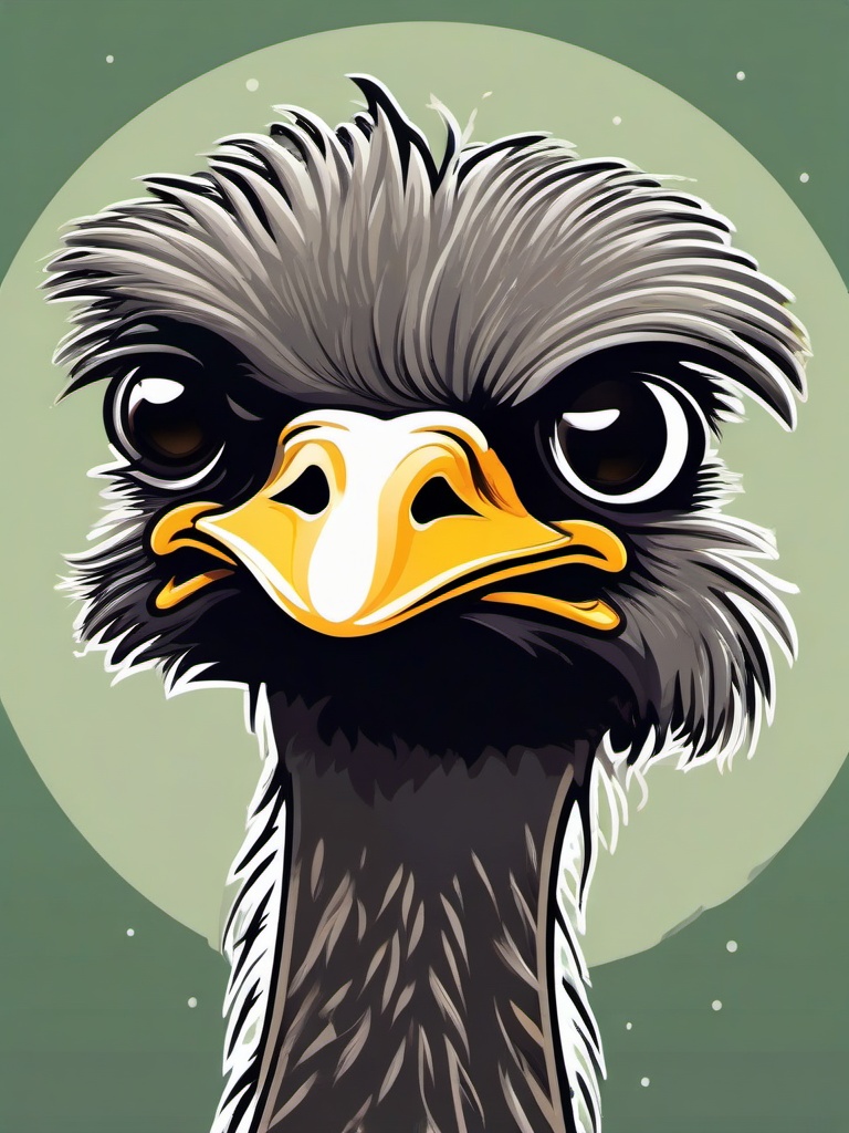 Emu cartoon - large, flightless bird similar to an ostrich  cartoon sticker style