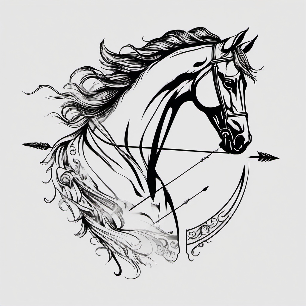 horse and arrow tattoo  simple tattoo,minimalist,white background